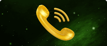 golden phone icon with a green galaxy background, schedule a call with us
